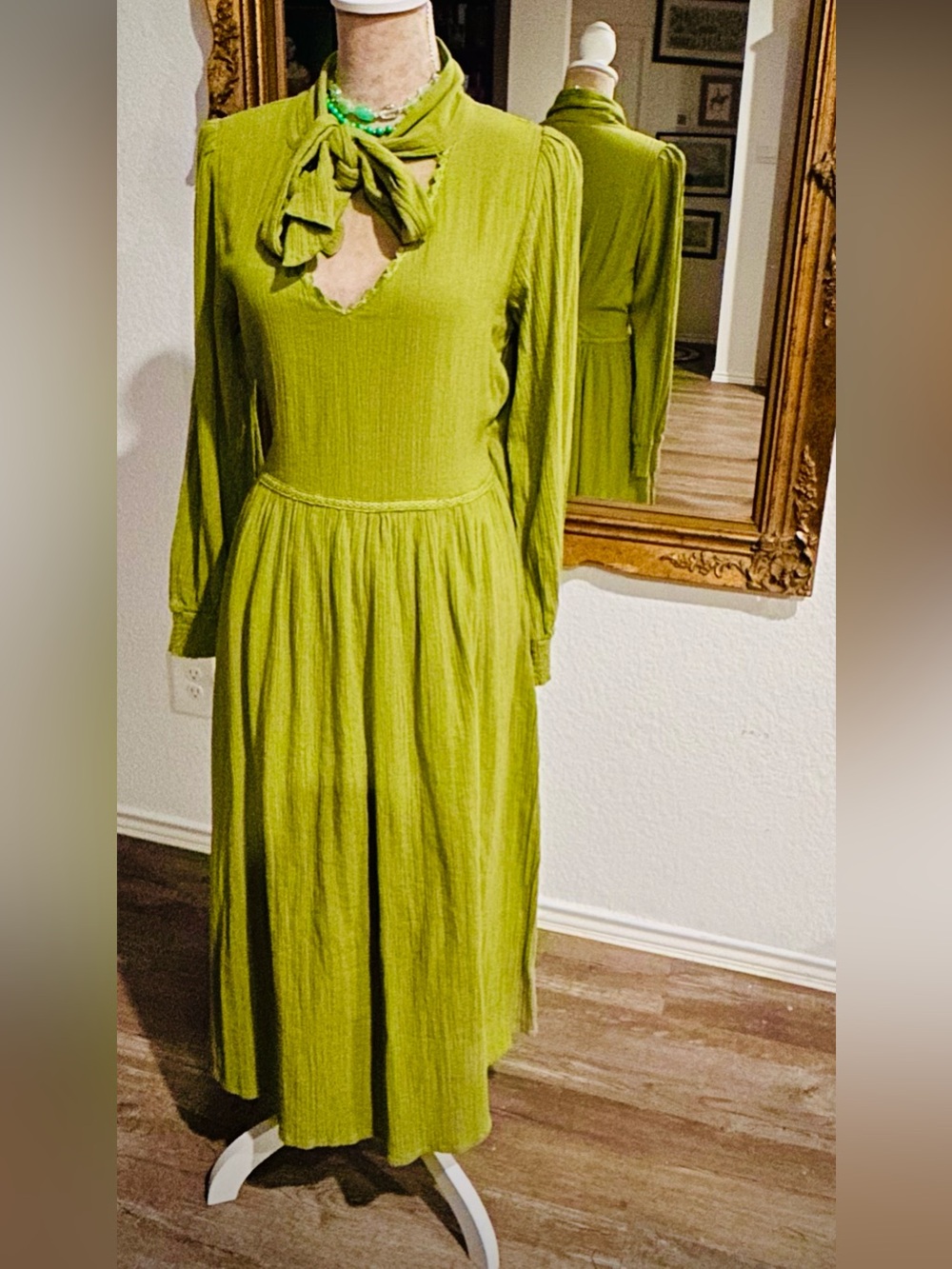 Lucky Forrest Green Long Sleeve Maxi Dress Preppy Career Wear Sz XL